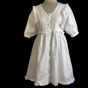 English Factory White Babydoll Dress Ruffled Edge Castlecore Rococo Revival